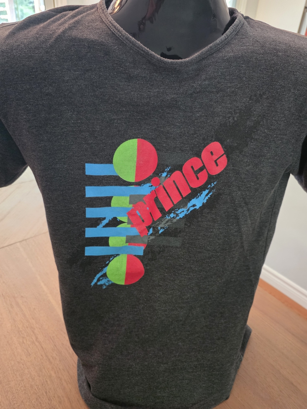 Vintage Prince Graphic Tee - Charcoal with Neon Print